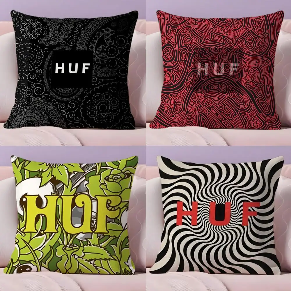 Brand H-Huf Fashion Cushion Cover Plush Fabric Soft Double-Sided Printed Sofa Warm Winter Home Gift Pillow Case