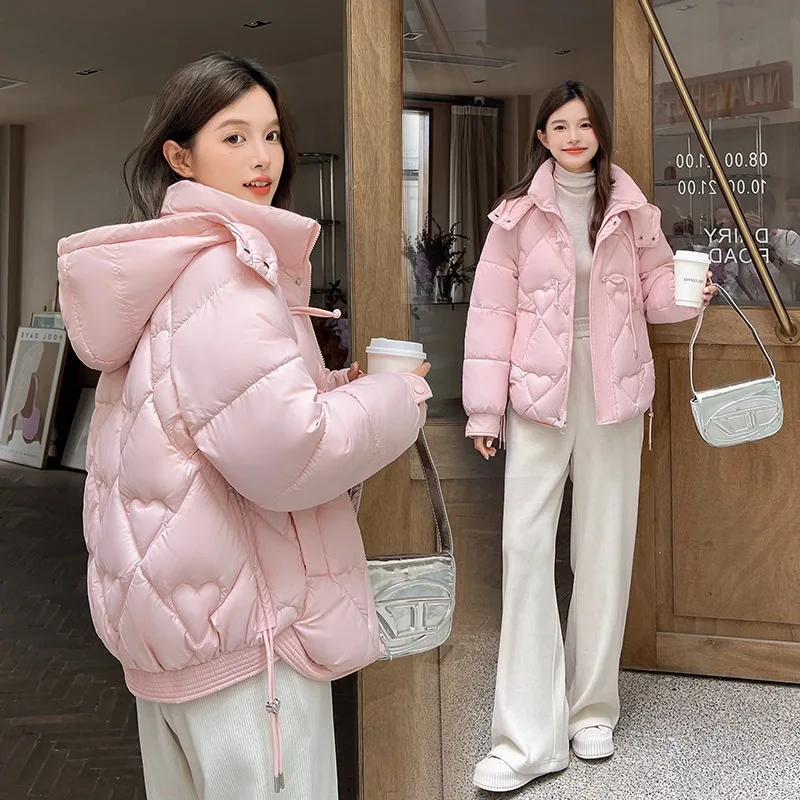 

Women's Winter Tops Jacket Cotton Coat Pure Color Short Warm Thickened Vintage Simple Comfortable Leisure Niche Versatile Skinny