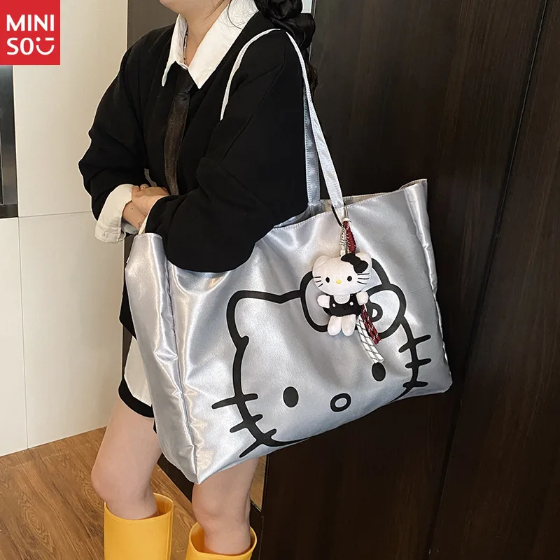 Miniso Large Hello Kitty Tote Bag for Women, Lightweight Shoulder Bag, Student Commuter Shopper