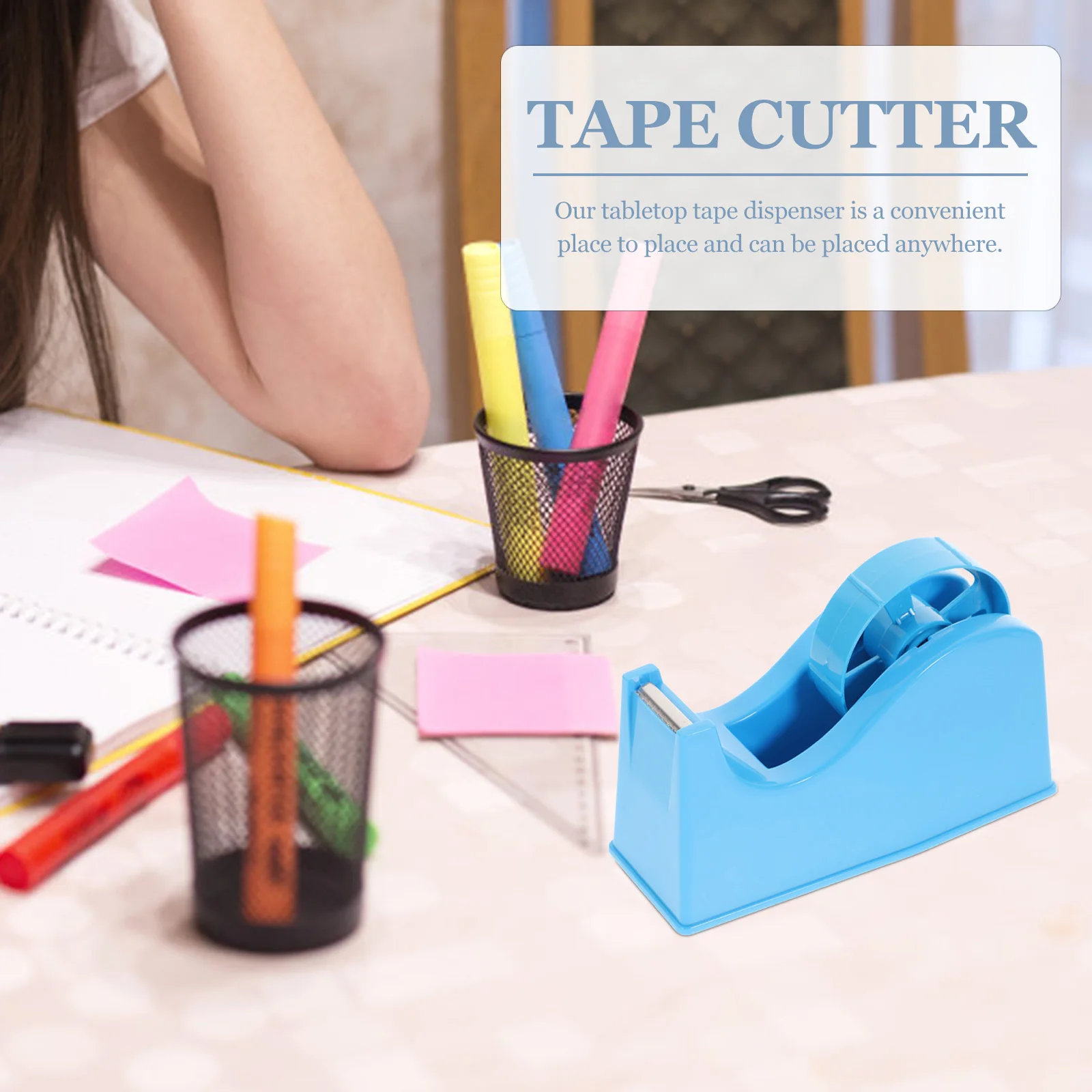 Desktop Tape Dispenser Weighted Base Stable Non Slip Mat Fast Tape Cutter Sealing Parcel Holder Adhesive Paper Cutting Machine
