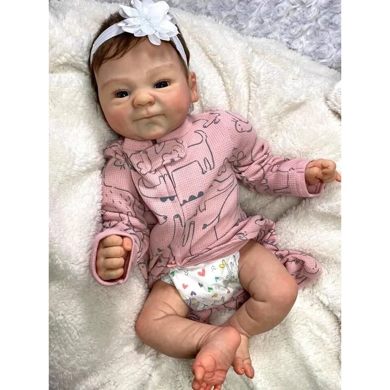 

46cm Newborn Baby Doll with Rooted Hair Handmade Lifelike Reborn Doll 3D Genesis Painting Skin Munecas Bebe Reborn Doll Toys