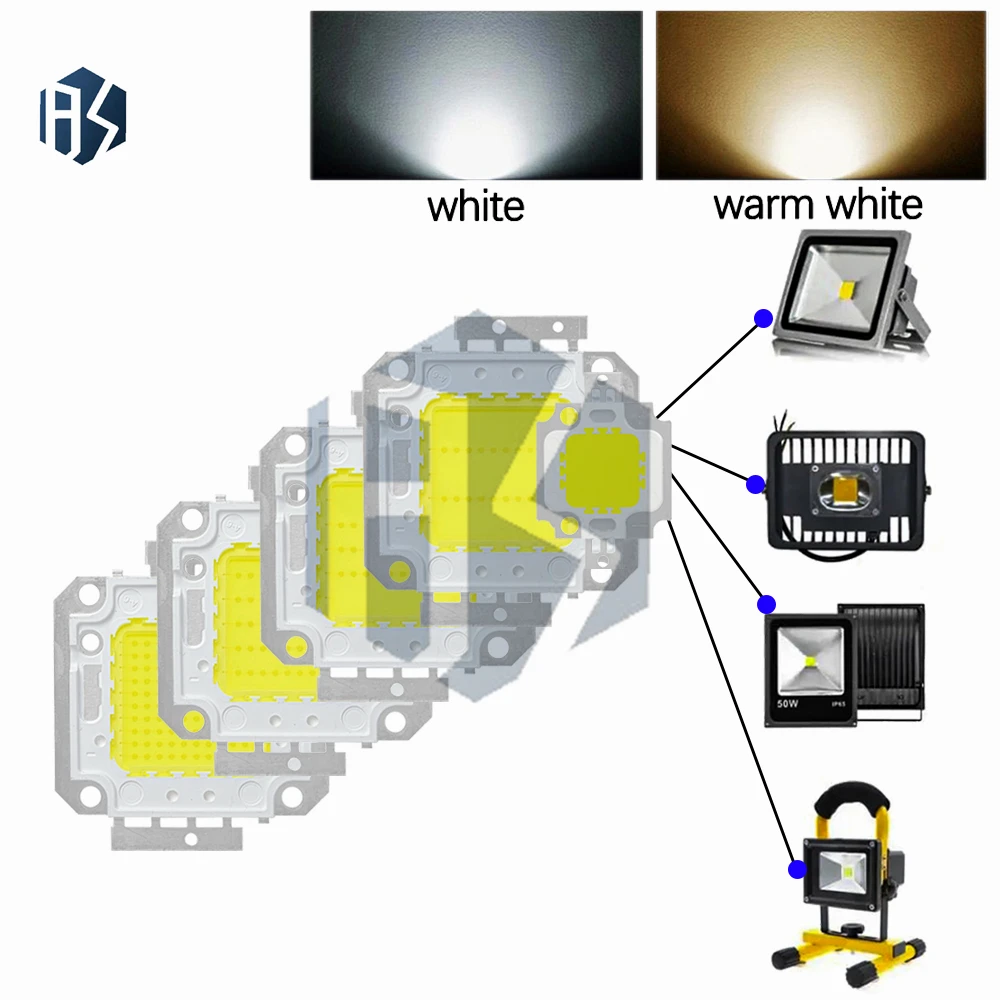 White / Warm White 10W 20W 30W 50W 100W LED light Chip DC 12V 36V COB Integrated LED lamp Chip DIY Floodlight Spotlight Bulb