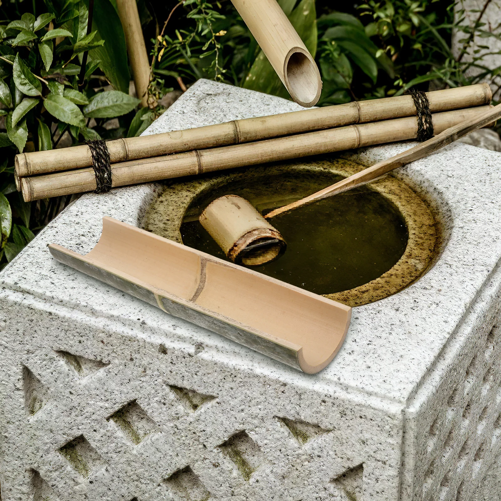 

2pcs Bamboo Water Pipe 6-8cm Wide 30cm Long Fountain Accessories Outdoor DIY Backyard Garden Water Features Landscaping Decor