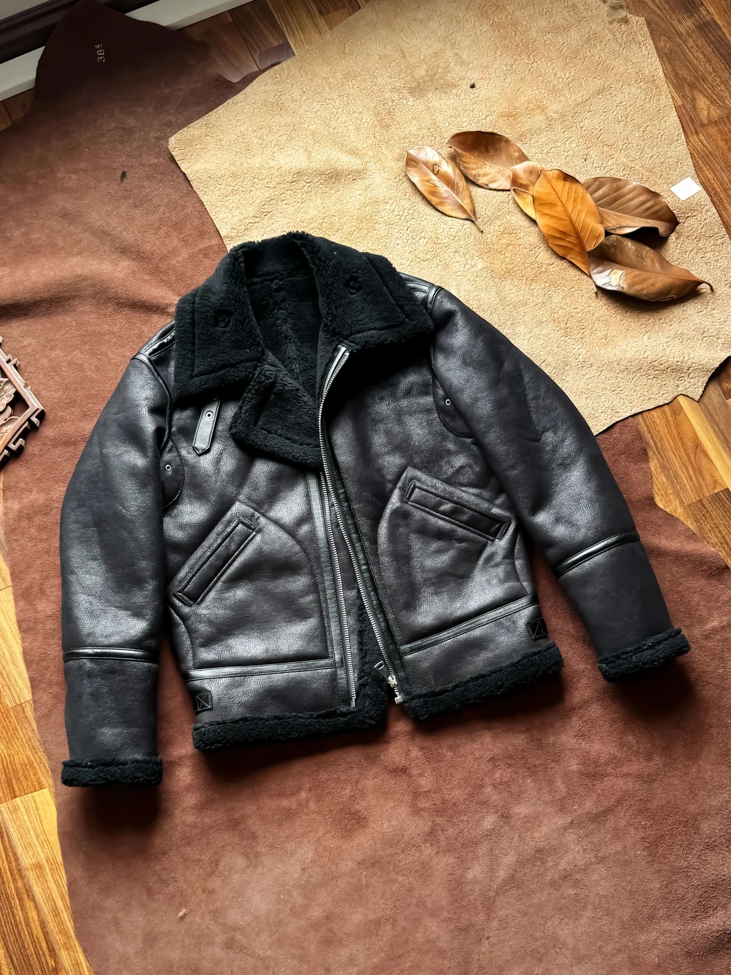 سترة ريترو شيرلينغ للرجال من جلد الغزال لراكبي الدراجات النارية بقصة ضيقة معطف شتوي قصير