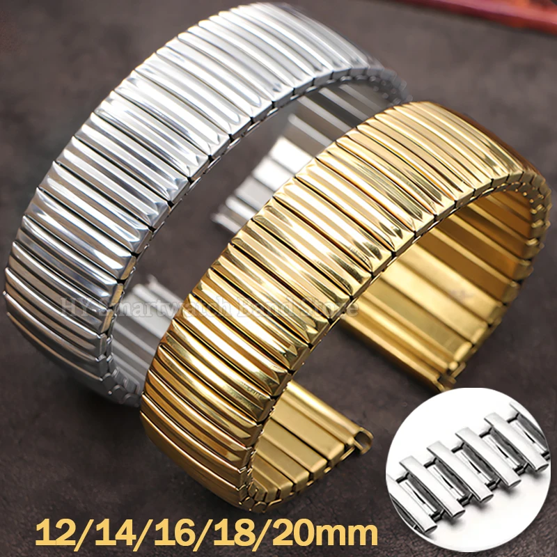 12mm 14mm 16mm 18mm 20mm cinturino elastico in acciaio inossidabile uomo donna cinturino universale cinturino per orologio di espansione elasticizzato in metallo