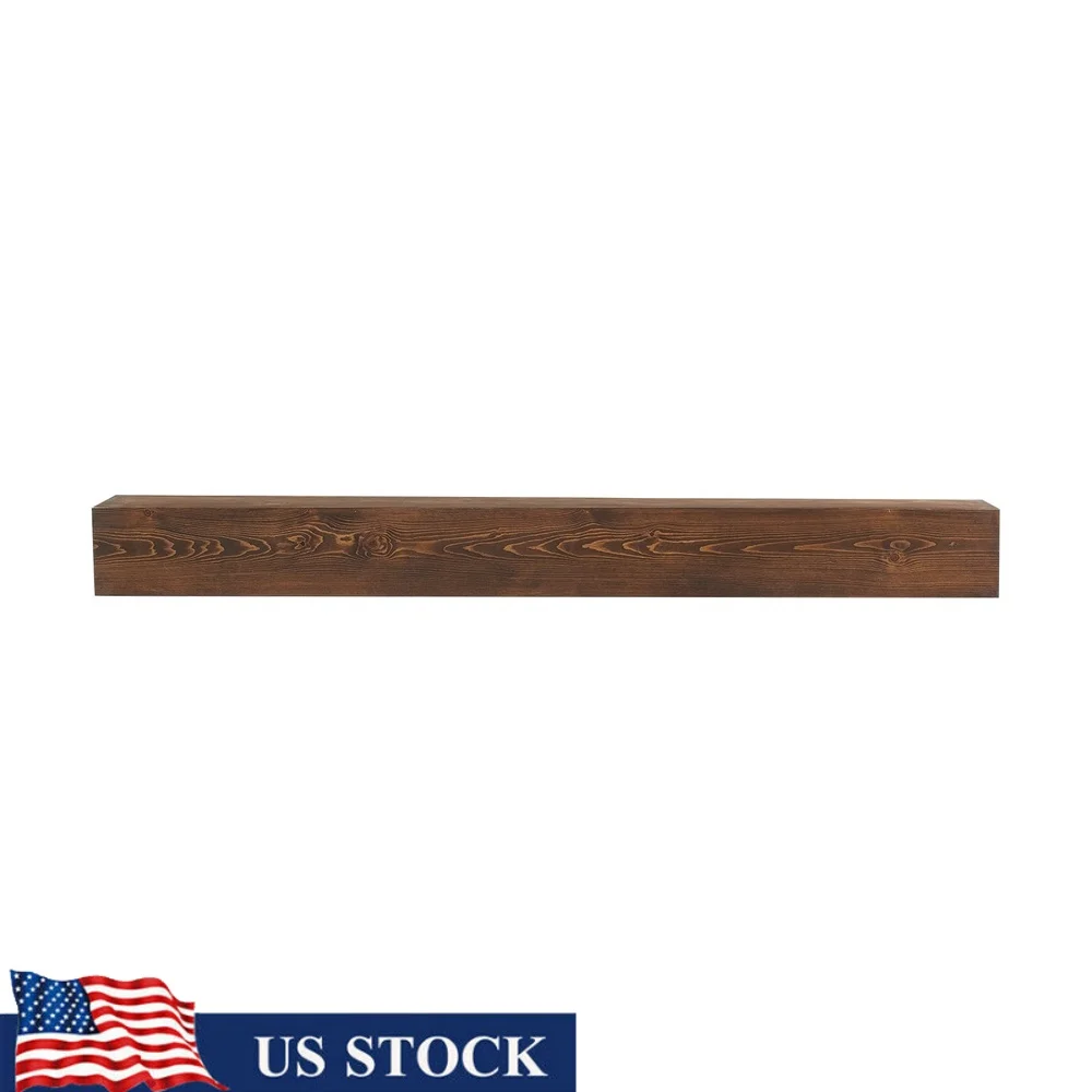 

Natural Wood Fireplace Mantel Shelf 60 Inch Floating Design Supports 50 lbs Easy Installation Rustic Elegance Home Decor