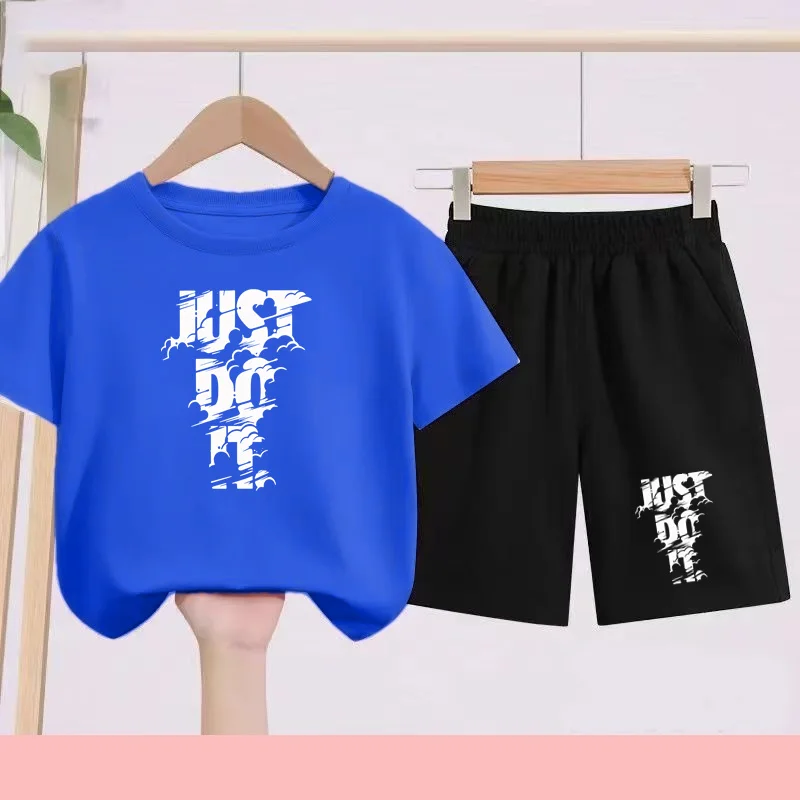 

Kids Summer Clothes T-shirt Sportswear 3-12 Yrs Boys Girls Toddler Short-sleeved+Shorts Letter Print Two-piece Casual Sports Set