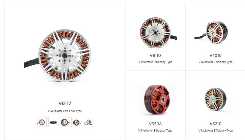 Sunnysky V-Multirotor Efficiency Type brushless motor V8117 V8110 V6208 V5210 V5208 V4014 V4010 100/120/115/150/300/340/375kv