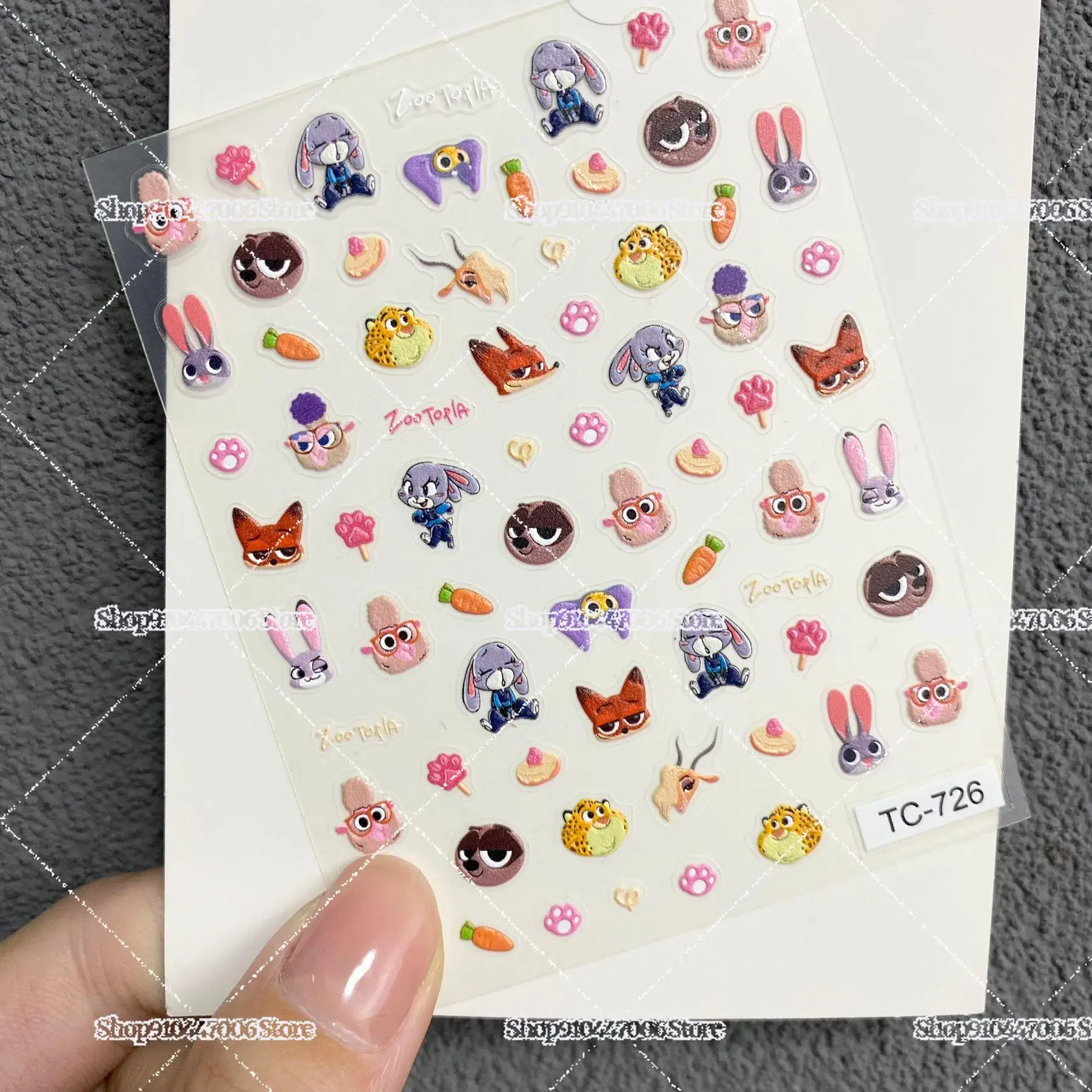 สติกเกอร์ติดเล็บลายการ์ตูนน่ารักจากเรื่อง Zootopia 2 Rise of The Non-Mammalians ลายนูน จูดี้ นิค สำหรับตกแต่งเล็บ DIY ของขวัญ