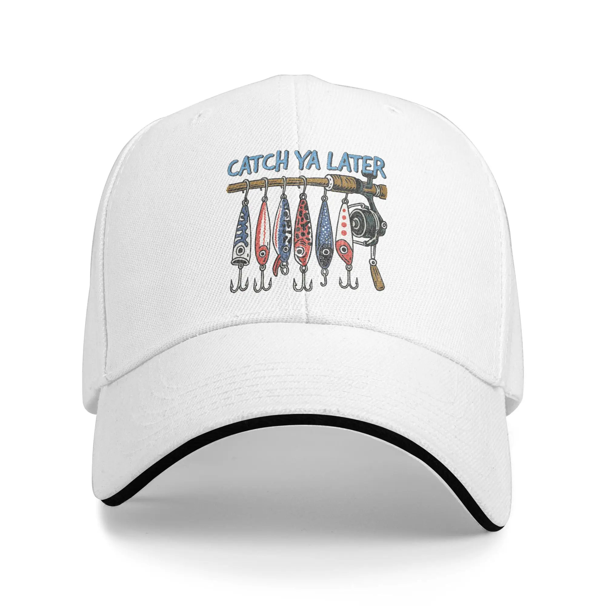Catch Ya Later Funny Vintage Fishing Sandwich Baseball Cap Casual Lures Outdoor All Season Adjustable Headwear Outdoor Adult Hat