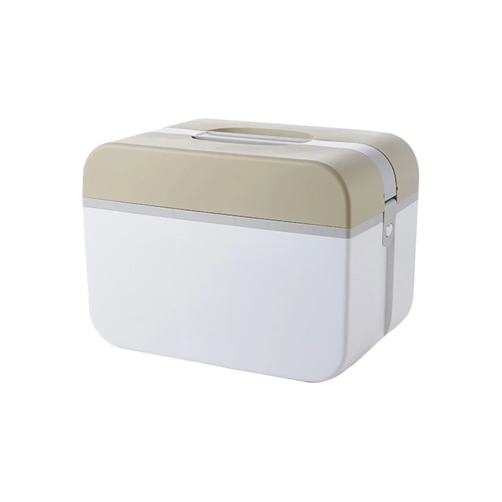 علبة طب الطوارئ بلاستيك 5235 بني متوسط طبقة مزدوجة محمولة متعددة الوظائف صندوق منظم تخزين الأدوية #5