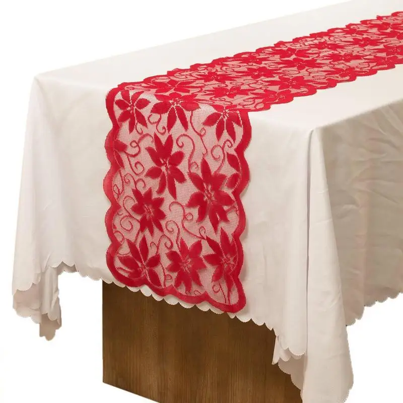 Christmas Lace Table Cover Christmas Lace Runners Table Cover Rectangle Lace Table Flag Christmas Decoration For Home Party