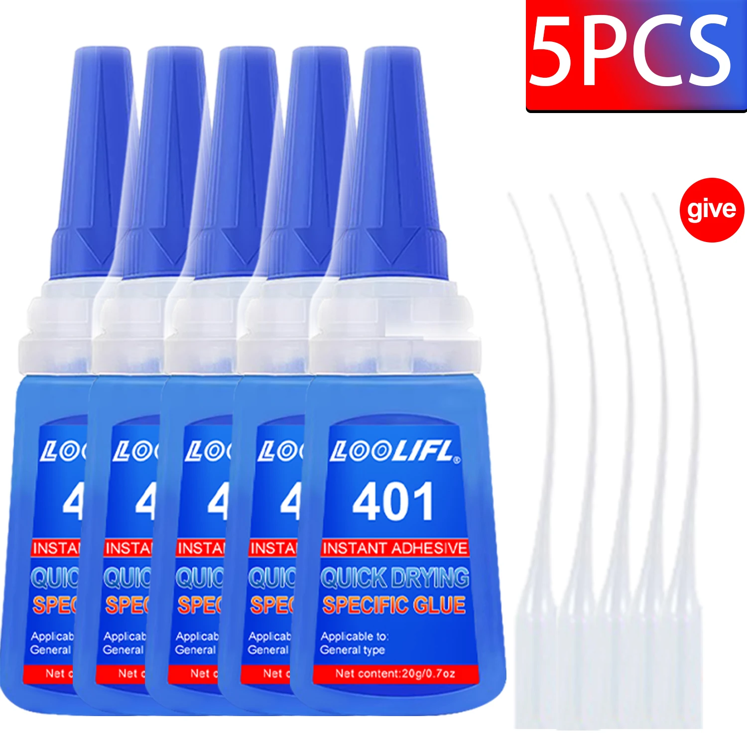 LOOLIFL401 Mehrzweck-Superkleber, Cyanacrylat-Klebstoff, 20 g, sofortiger, schneller Klebstoff, für Gummi, Holz, Glas, stärkerer Allklebstoff