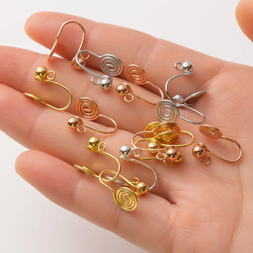 10 Stück Roségold Edelstahl Spirale Ohrring Konverter Clip Komponenten Erkenntnisse für DIY nicht durchbohrte Schmuckherstellung Zubehör – Detail 2