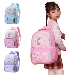 Mochila escolar para niños, bolsa de escuela primaria, bonita cola de sirena, impermeable, ligera, novedad, 024