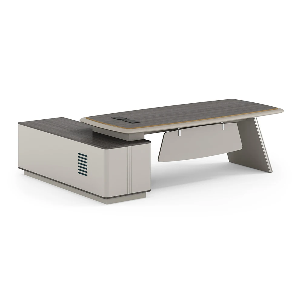 L-shaped Desk with Sub-cabinet Large Executive Manager Office Furniture Desk Luxury Minimalist MDF Boss Desk Wooden