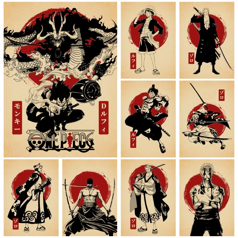 

Retro Style One Piece Luffy Kaido Decor Painting Ich in Details High Quality Canvas It Brings Unique Anime Elements To The Room