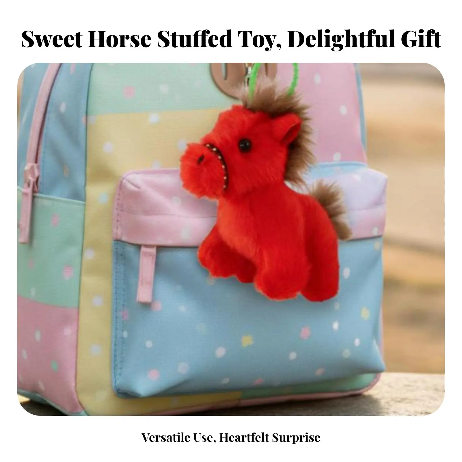 

Year of the Horse Symbol Cute Design Soft Horse Keychain Soft Equine Bag Decoration PP Cotton Filling Stuffed Equine Bag