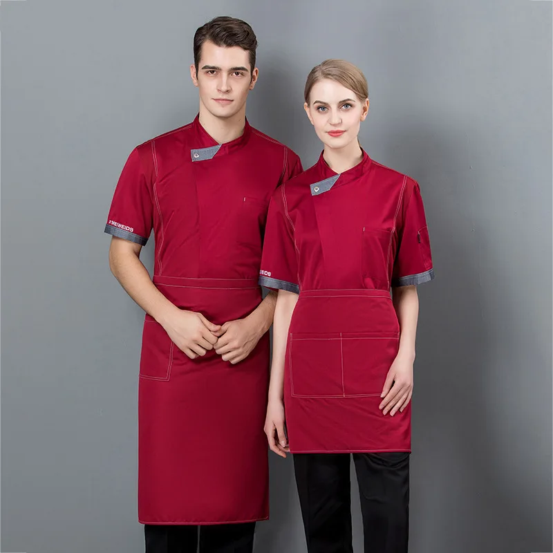 Summer Breathable Fabric Hotel Kitchen Cake Shop Baking Hot Pot Western Food Chef Uniform Short Sleeve