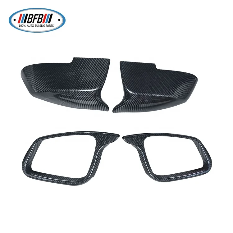 4pcs/set M Look Carbon Fiber Side Mirror Cover with Convex Protection 3M Tape Adhesive for 1/2/3/4 Series F30/F20/F32/X1/M2