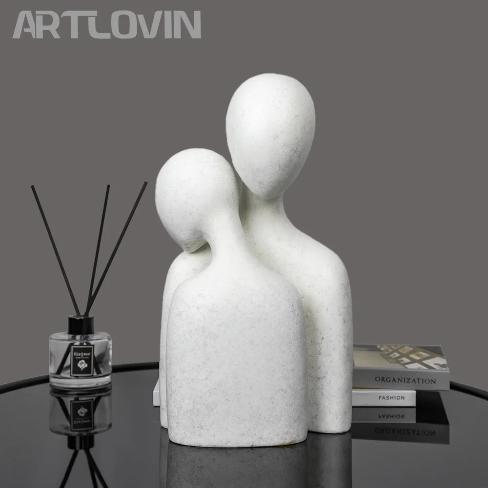 Nordic Abstract Couple statue resina persone scultura amante busto ornamenti decorazioni per la casa grandi dimensioni uomo donna figurine bianco