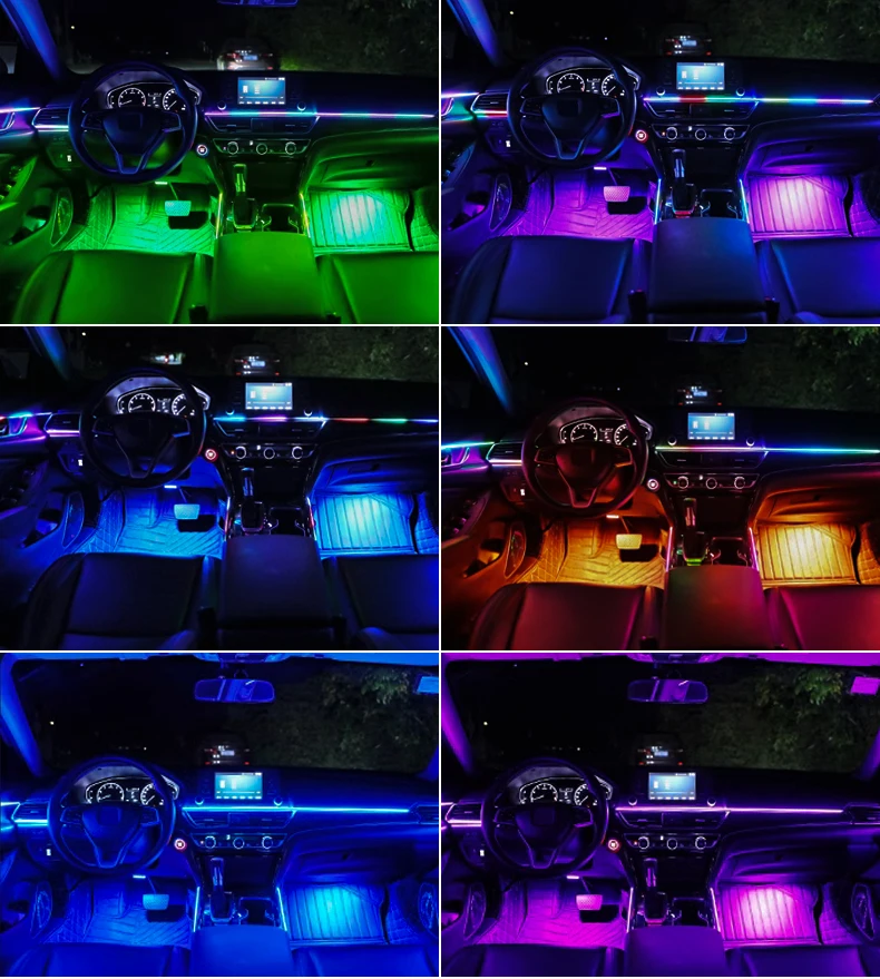 14/18 in 1 LED Acryl Auto Umgebungslicht RGB 64 213 Farbe Symphonie Acryl APP Streamer Atmosphäre Lampe Kit Eine Zone Dual Zone – Detail 14