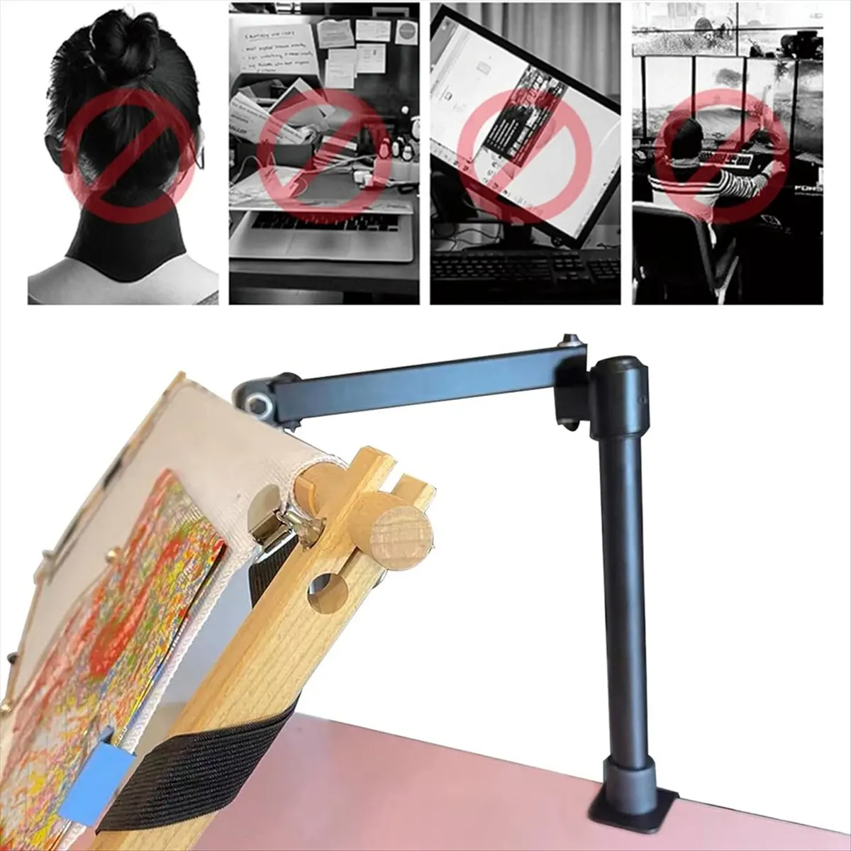 【HOT A03R】 Metal Needlework Frame Stand Adjustable Rotating Embroidery Stand Embroidery Frame Stand for Needle Points