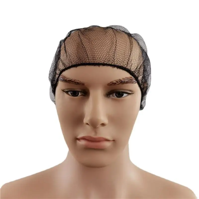 Chapéu preto minimalista Hairnet, descartável, portátil, malha de nylon, respirável, cozinha, restauração, higiene, trabalhando Cap, 100pcs Pack