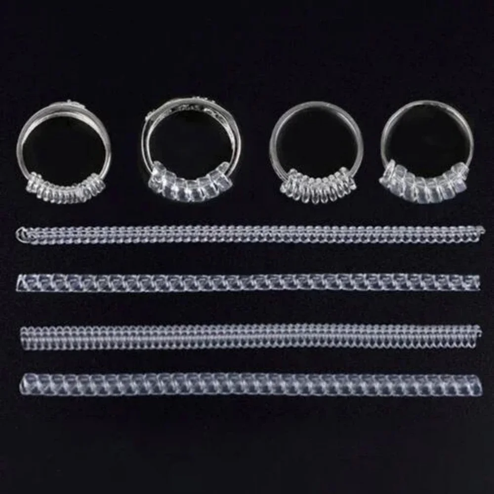 4pcs/Set Ring Size Reducer Tools Spiral Spring Based Rings Adjust Invisible Transparent Tightener Resizing Tool Jewelry Guard ﻿