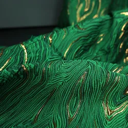 Mountain Dress Jacquard Ins Wind Fabric Embossed Shiny Gold Bright Silk Blended Fashion Designer Fabric