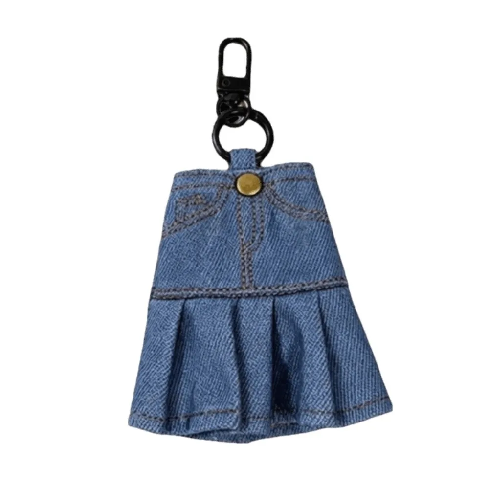 Quirky Creative Mini Denim Jeans Pen Holder Denim Blue Lightweight Keychain Skirt Bag Charm Stationery Pouch Office