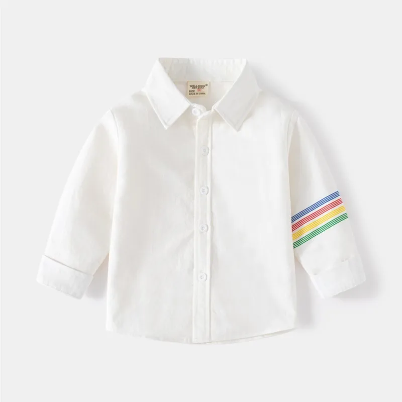 Trend fresh long sleeve shirt with lapel comfortable cotton children's shirt