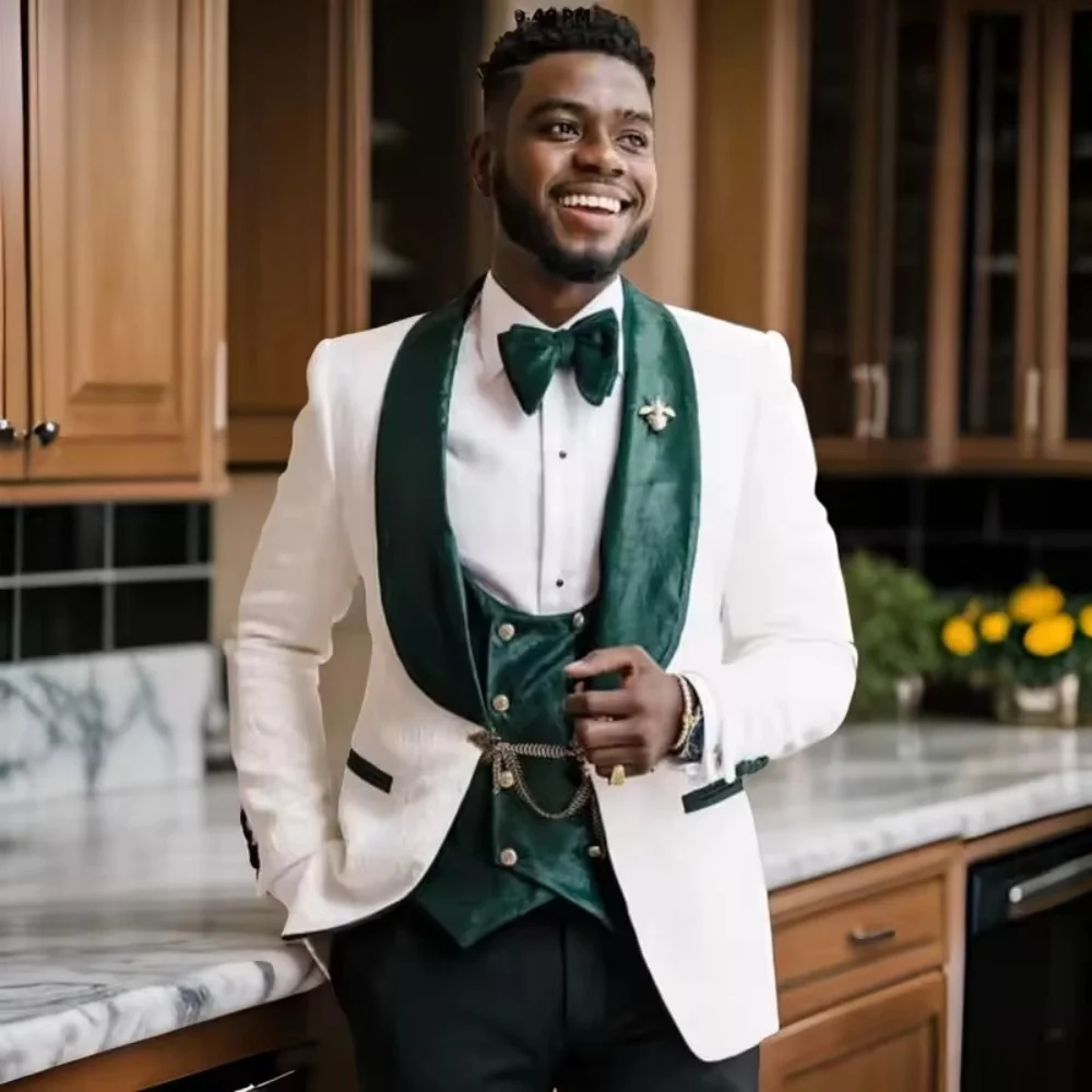 

Classic color matching Business Stylish Casual Single Breasted Dress Suit 2 Piece Wedding Suit For Men Office Work Party Prom