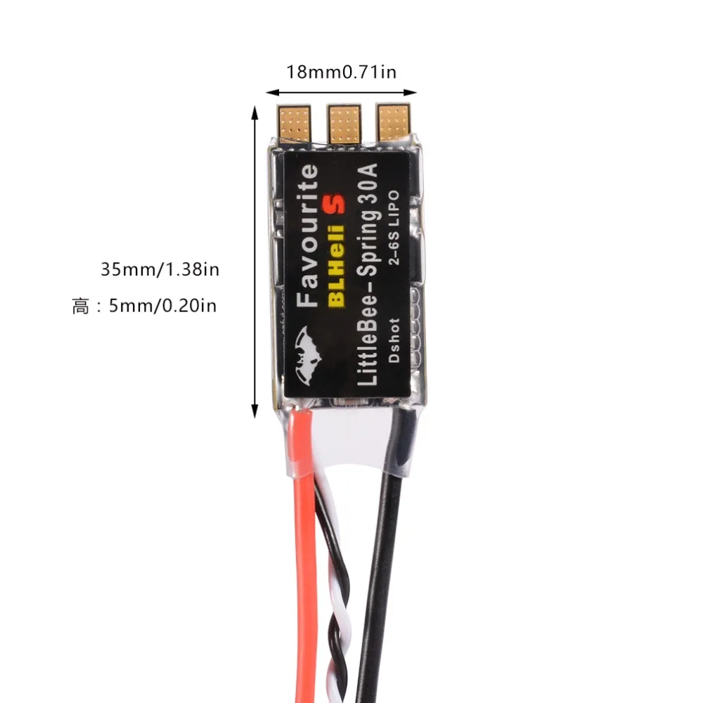 FVT LittleBee Little Bee BLHeli_S ESC DSHOT SPRING 20A ESC BLHeli S Geschwindigkeitsregler 2-4S für FPV Racing Drone – Detail 11