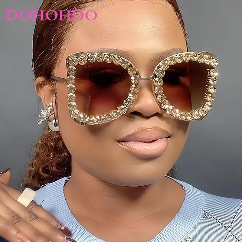 

New Butterfly Style Diamond Encrusted Large Frame High End Luxury Glasses Trendy Women's Large Frame Sunglasses Sunglasses UV400