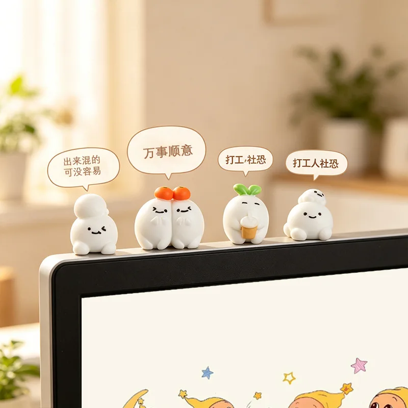 Cartoon Introverted Worker Tiny Doll Ornament Fashion Auto Interior Decor Creative Micro Scene Layout Accessories Decor Crafts