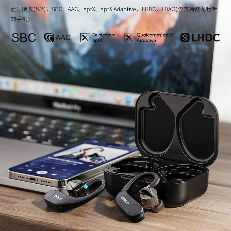 FiiO UTWS5 2025 True Wireless Bluetooth Earbuds Hook Headphone Amp for IEMs Hi-Res 96kHz/24bit LDAC MMCX/0.78 2pins