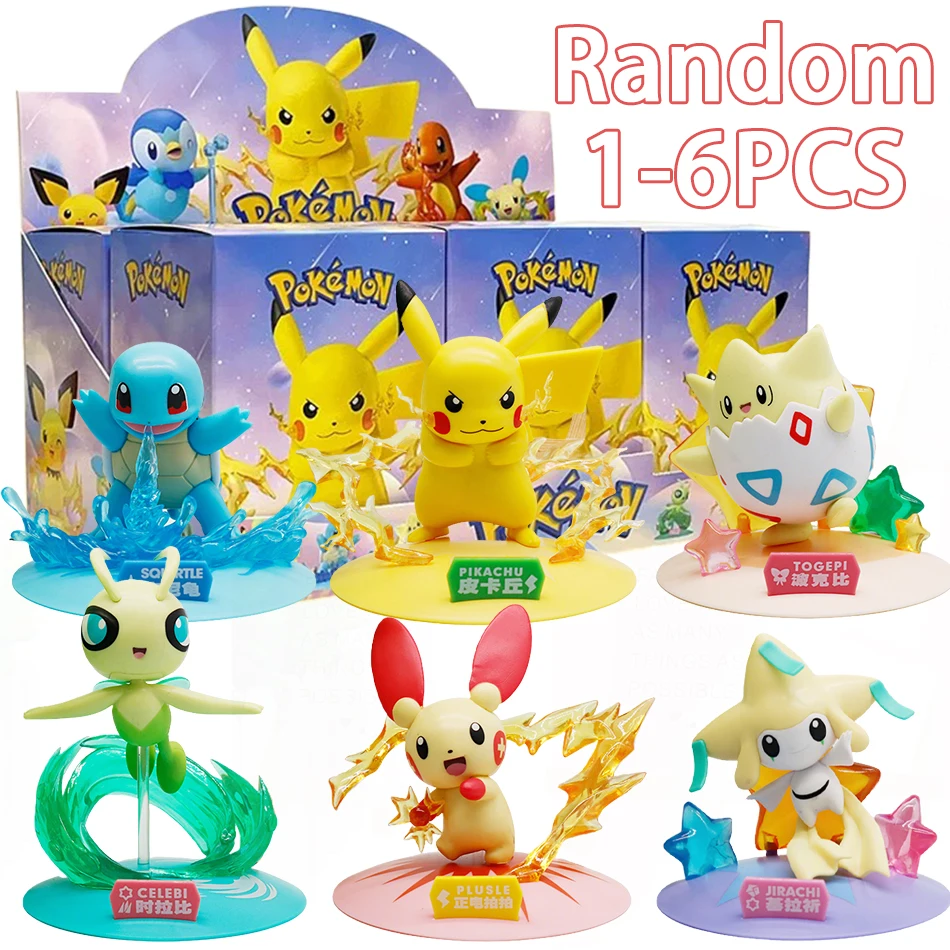 

HOT 6 Styles Pokemon Series Blind Box Pikachu Mewtwo Anime Figures Ornaments Dolls Type B Model Fans Desktop Car Christmas Gift
