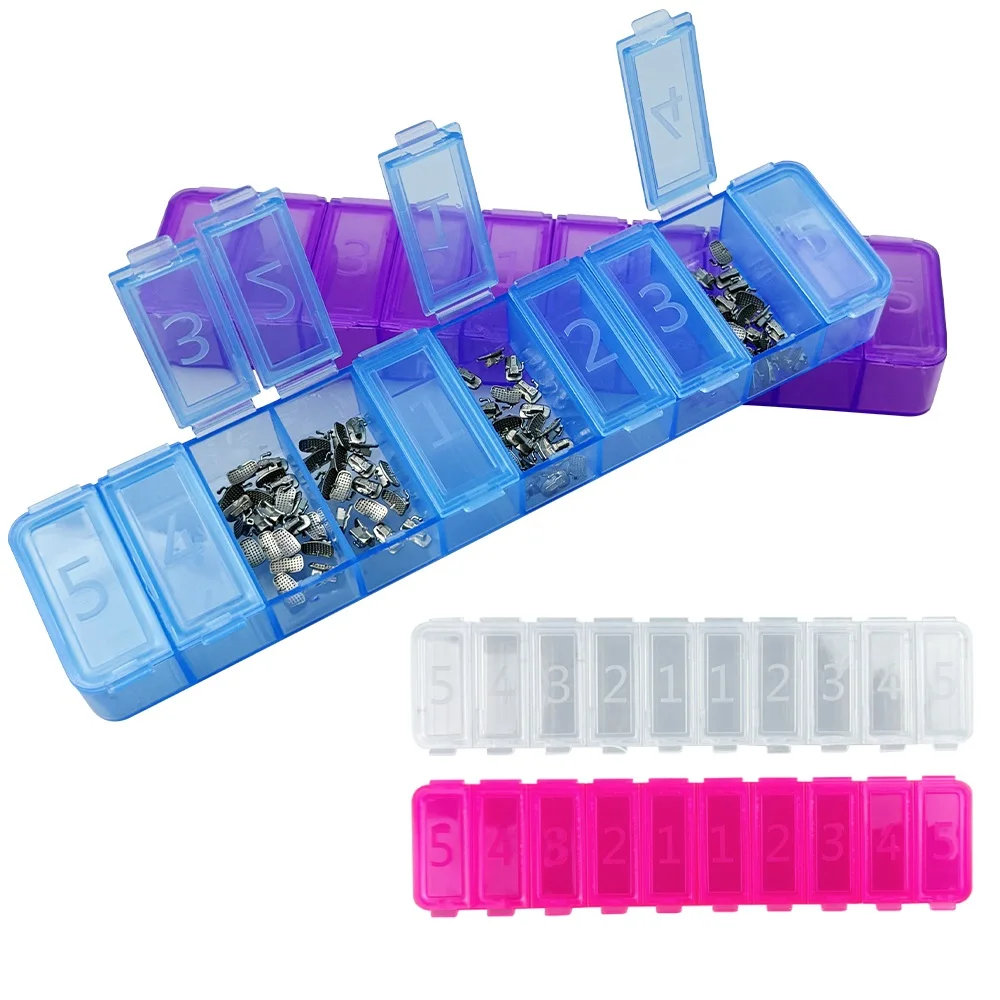 

10 Slots Storage Box Transparent Plastic Organizer Dental Orthodontic Brackets Teeth Crown Nail Parts Jewelry Compartment Case