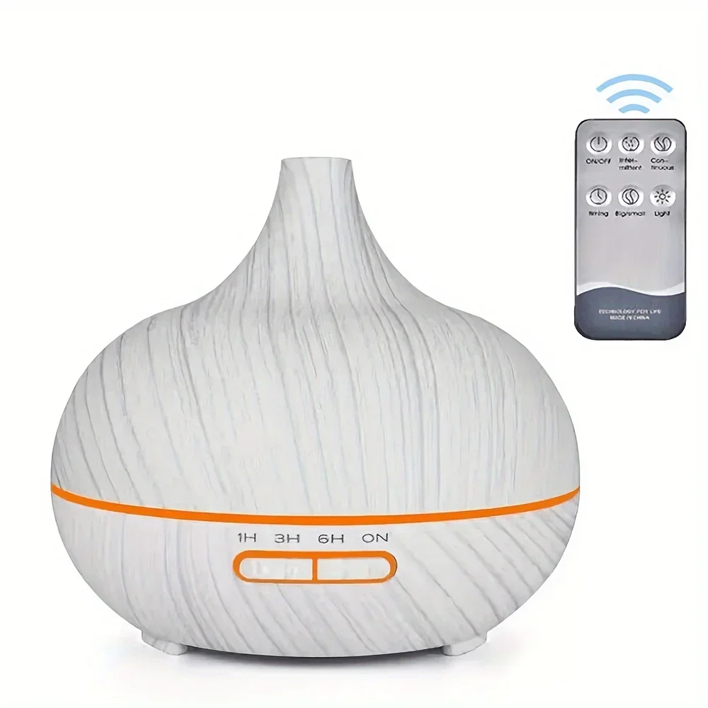 

550ml 7 LED Colors Home Wood Grain Fragrance Machine Essential Oil Sprayer Ultrasonic Remote Control Air Purifier With 6 Oils