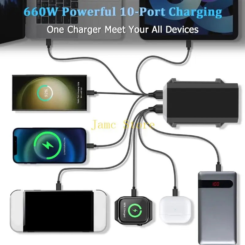 

LX0B Intelligent 660W Chargers Auto Adjust Charging Power For Multiple Devices Efficient