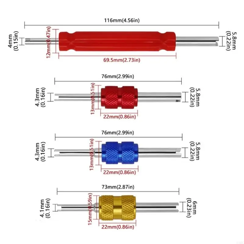 L8RC 4PCS CAR CAR CONODERAN VALVES CORES CORES เครื่องมือติดตั้งเครื่องมือซ่อมแซมชุดวาล์วชุดเครื่องมือกำจัดประแจ