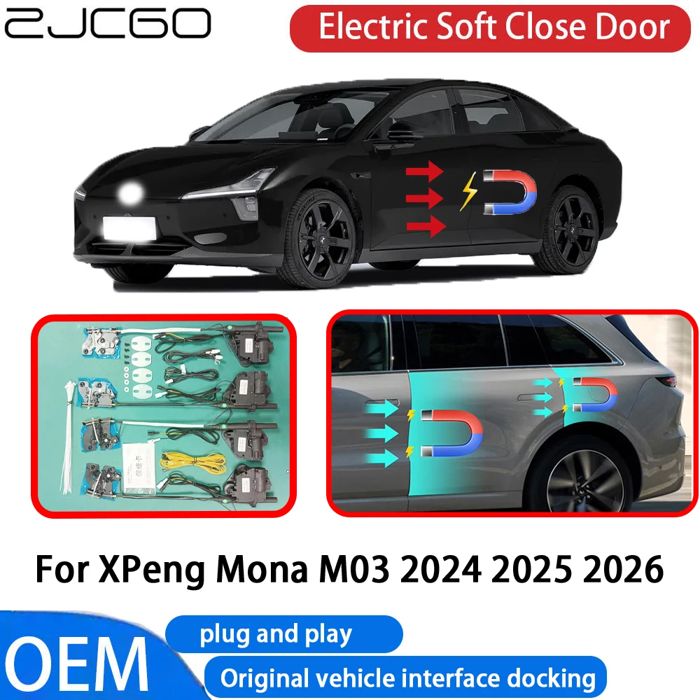ZJCGO for XPeng Mona M03 2024 2025 2026 Car Automatic Electric Soft Close Door Closer System OEM Plug and Play Comfort Closing