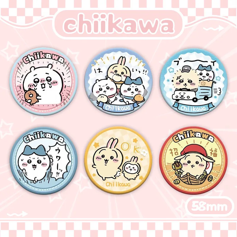 

Miniso chiikawa cartoon cute cute peripheral emoticons series tinplate badge school bag hanging decoration