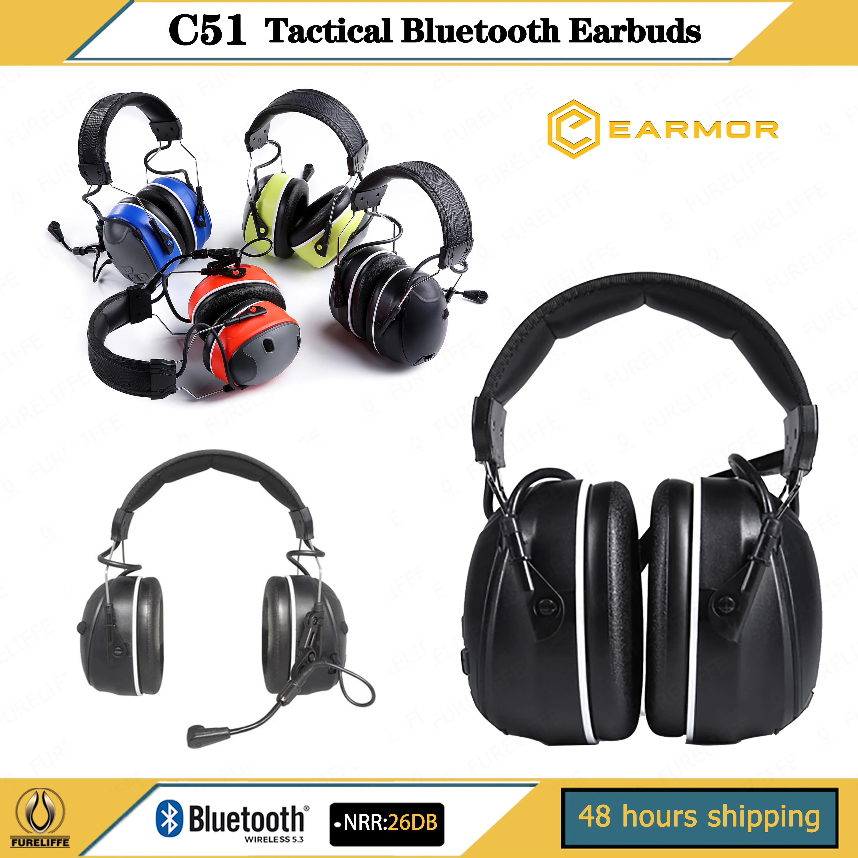 Hearing Protection Noise-proof Shooting Earmuffs EARMOR Bluetooth C51 Electronic Noise Canceling Tactical Communication Headset