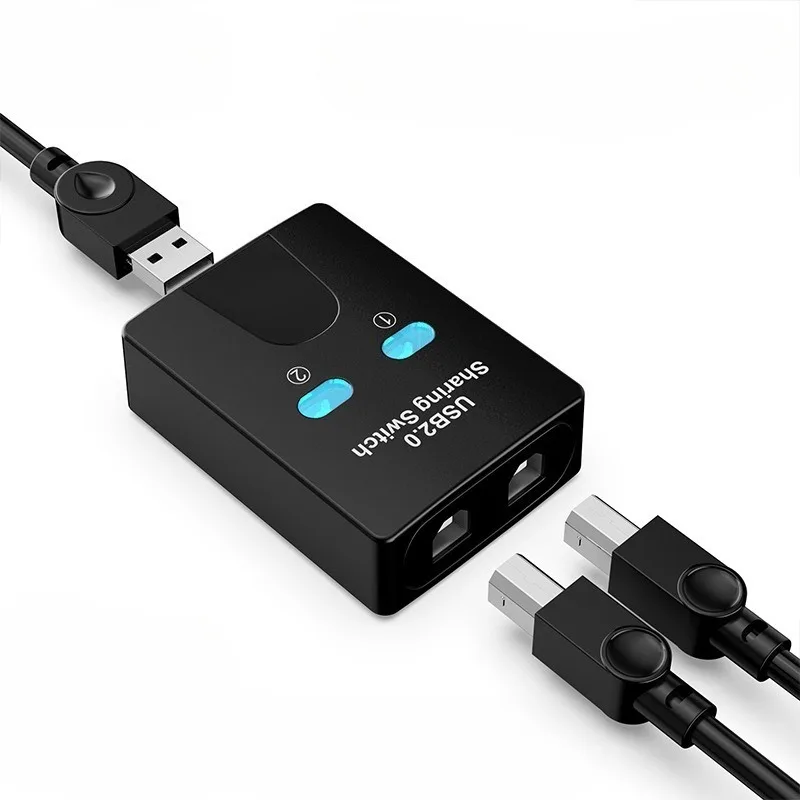 

USB 2.0 2-портовый хаб-переключатель USB для принтера, разветвитель для двух компьютеров, устройство для совместного использования принтера и дисков, 2 USB на 1 выход