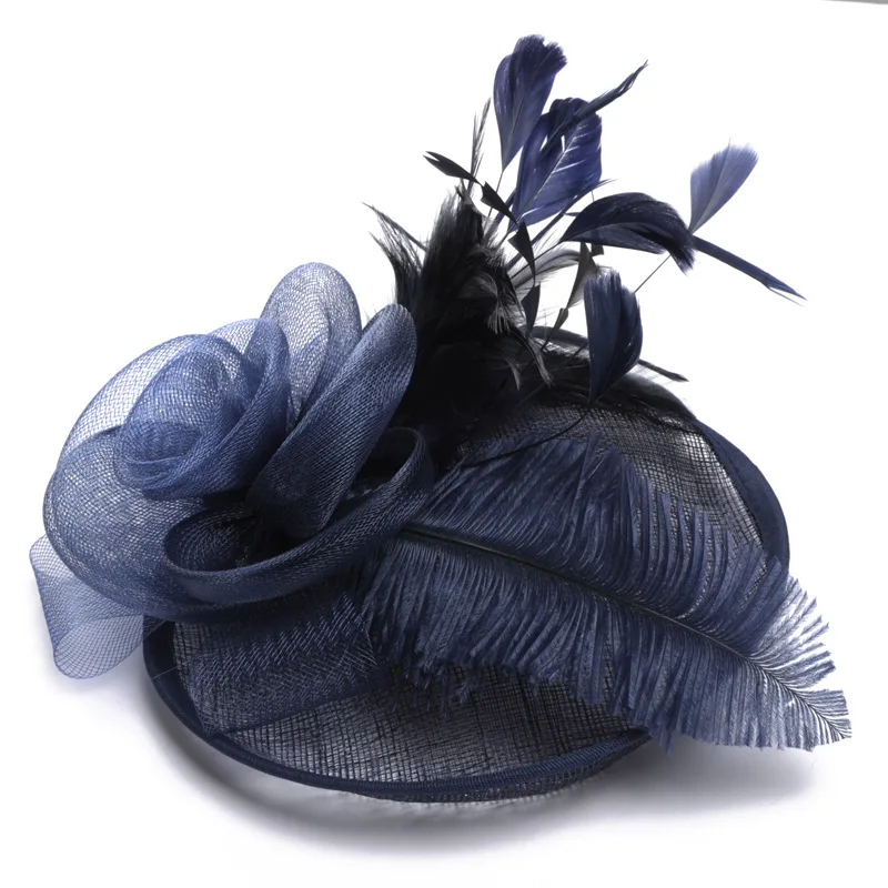 Wedding Cocktail Tea Party Headwear Women Floral Hair Clip Elegant Fascinators Caps Mesh Flower Feather Cap New Year Fashion