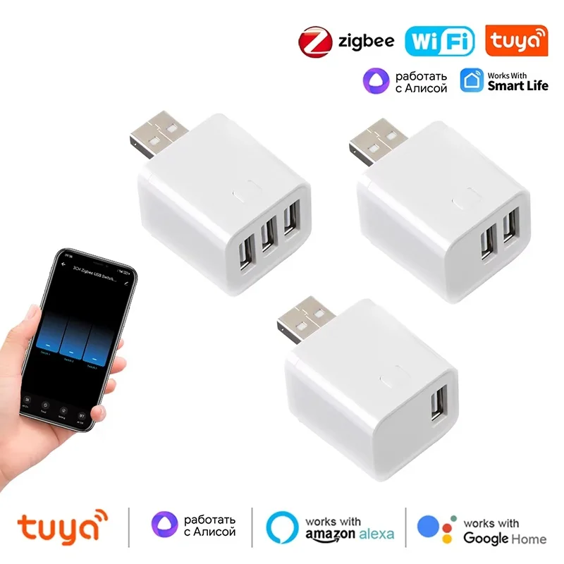 

Zigbee USB Adaptor Smart WiFi Mini 1 2 3 USB Adaptor Switch 5V Micro USB Power Adaptor Smart Life Control Via Alexa Google Home