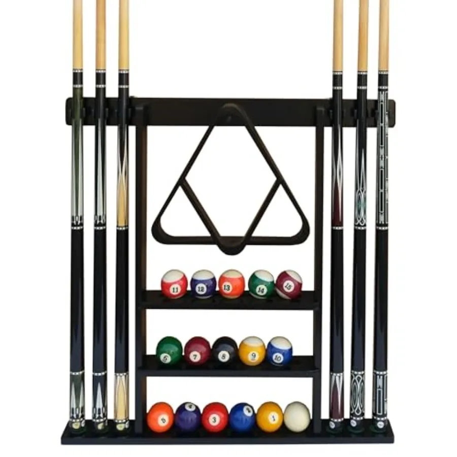 

Wall Mount Cue Rack for Billiard and Pool Premium Quality Solid Hardwood Design Made in TAIWAN Ideal for Home Game Rooms Club V