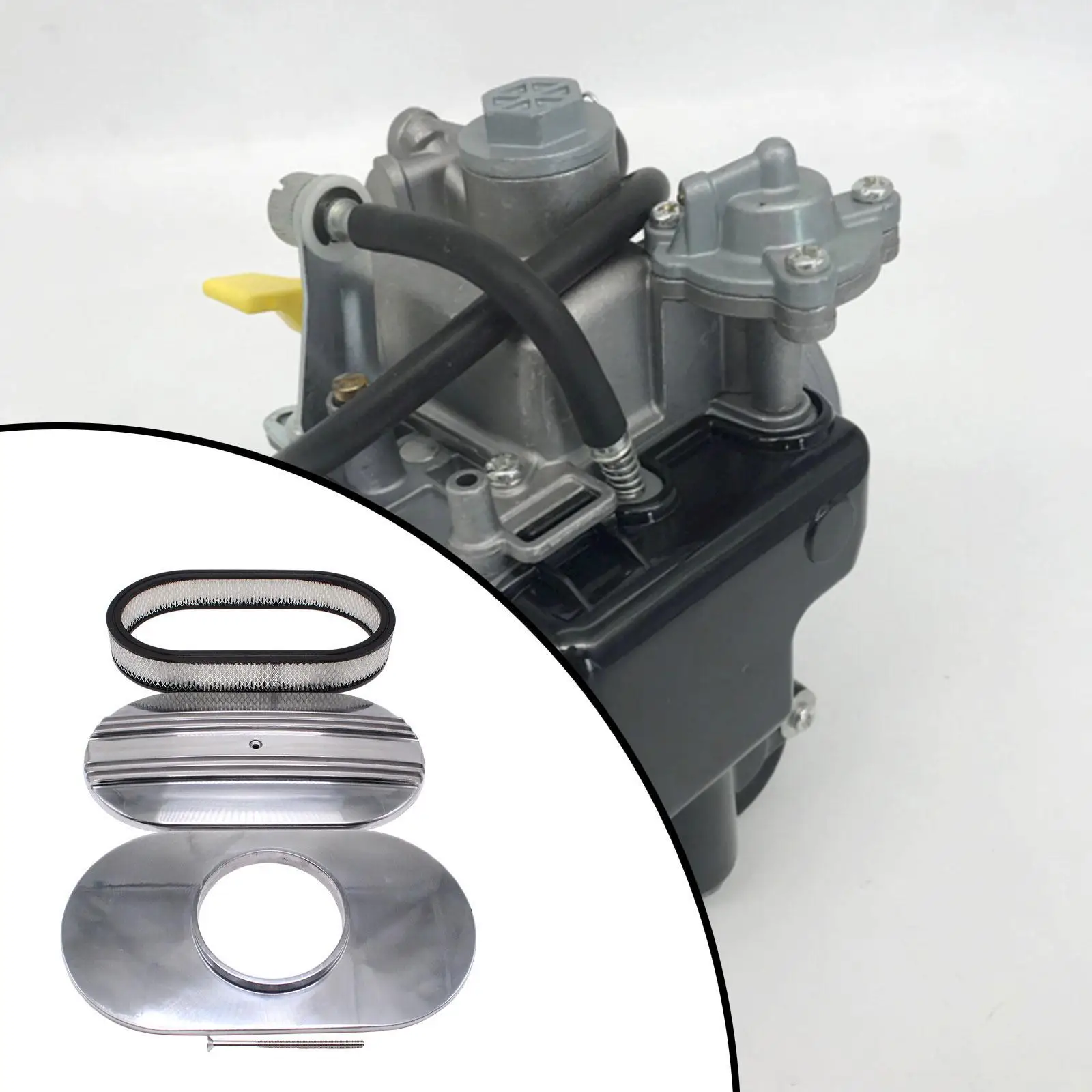 

Vehicle Air Cleaner Silver Replacement Accessory 2 Inch Height for Edelbrock Holley Rochester Carter